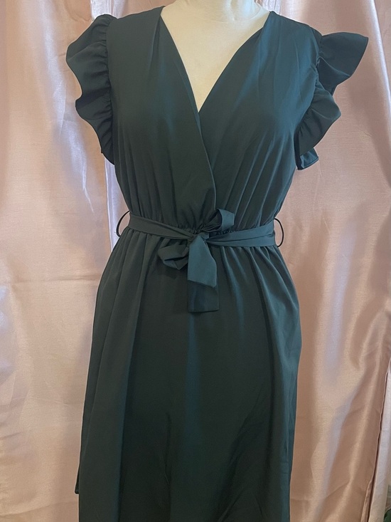 Amazon Dresses & Skirts - Faux Wrap Dress with Flutteri Sleeves in Deep Green